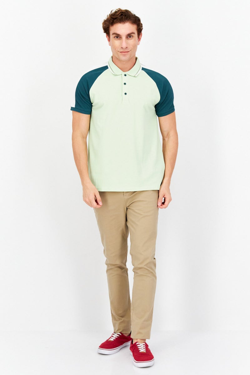 Celio Men Regular Fit Textured Short Sleeve Polo Shirts, Green Combo - Image 4